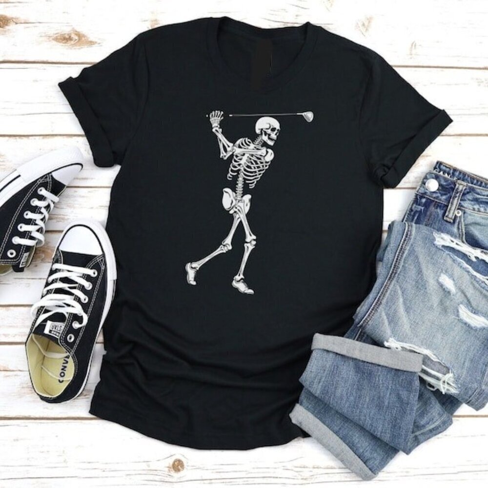 Skeleton Golfing Shirt Skeleton Tee Halloween Shirt Skeleton Tshirt